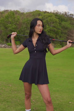 All-day black Linn Sports Dress with matching shorts with functional pockets. 