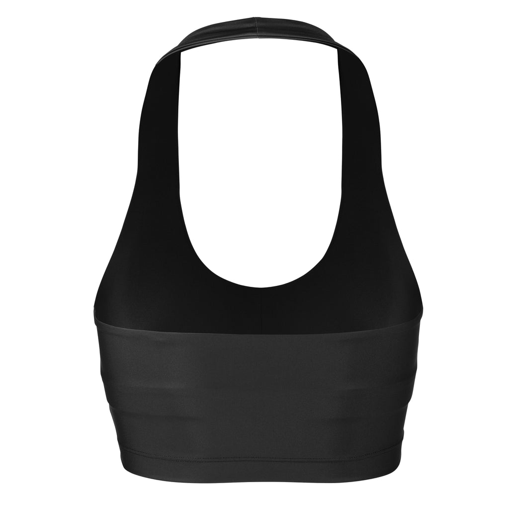 Low-impact black seamless fit with removable padding and in-built sports bra for comfort and support ghost image back view