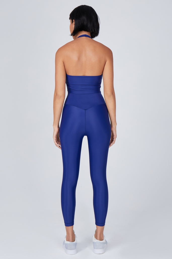 Versatile royal blue 7/8 compressive leggings that fit like a glove and stay put during workouts. Squat proof and no front seam for ultimate comfort, front view